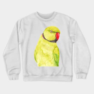 yellow Rose-ringed parakeet or ring-necked parrots watercolor - bird painting Crewneck Sweatshirt